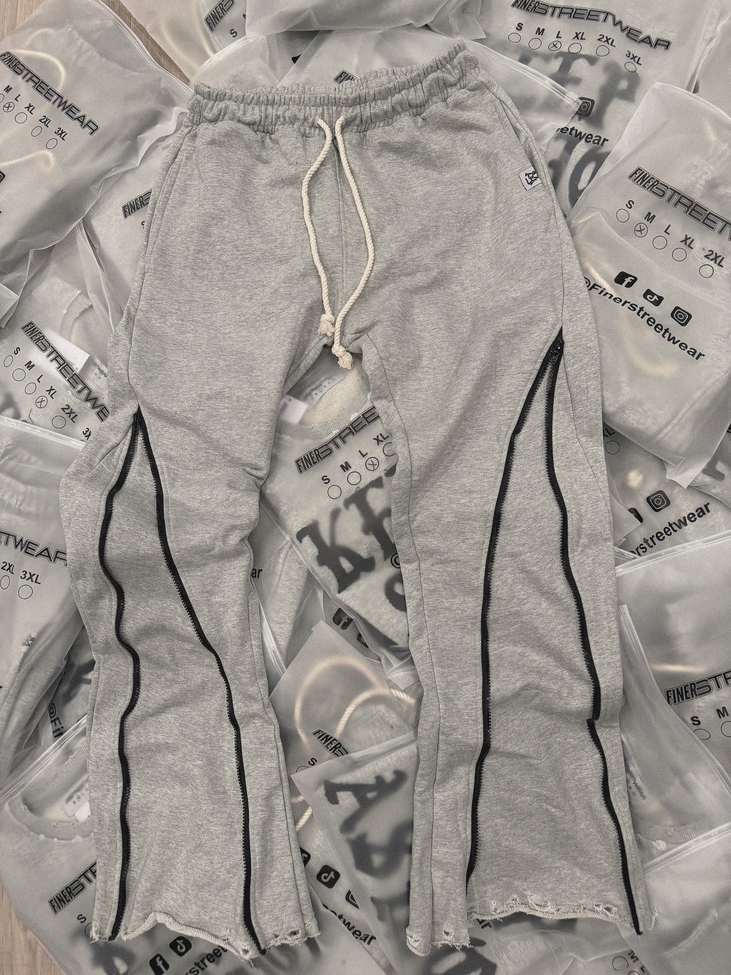 “The Statement” Zipper Flared Sweatpants