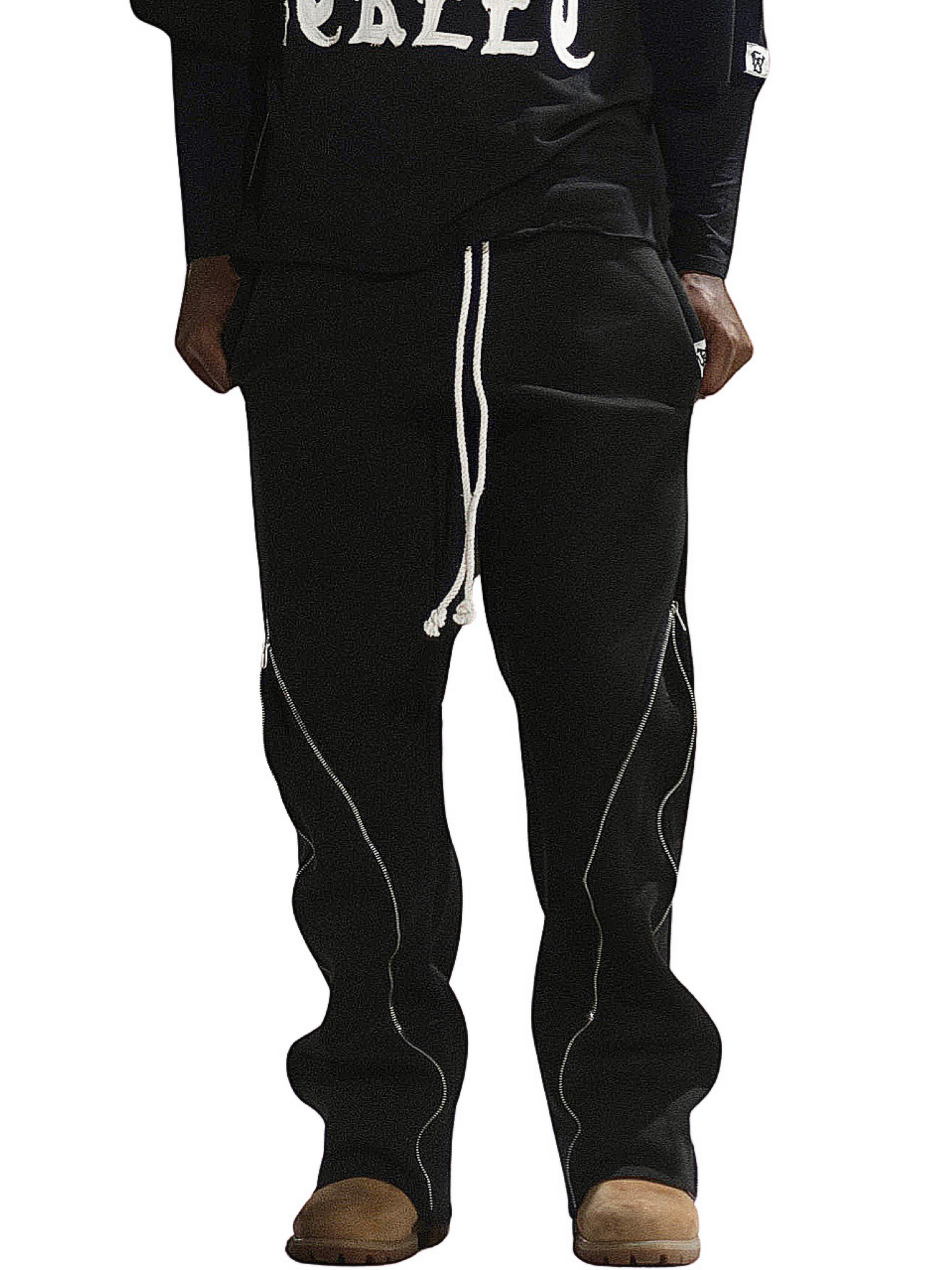 “The Statement” Zipper Flared Sweatpants