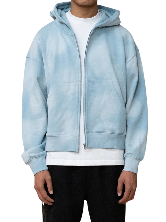 SUN FADED CROPPED ZIP UP HOODIE