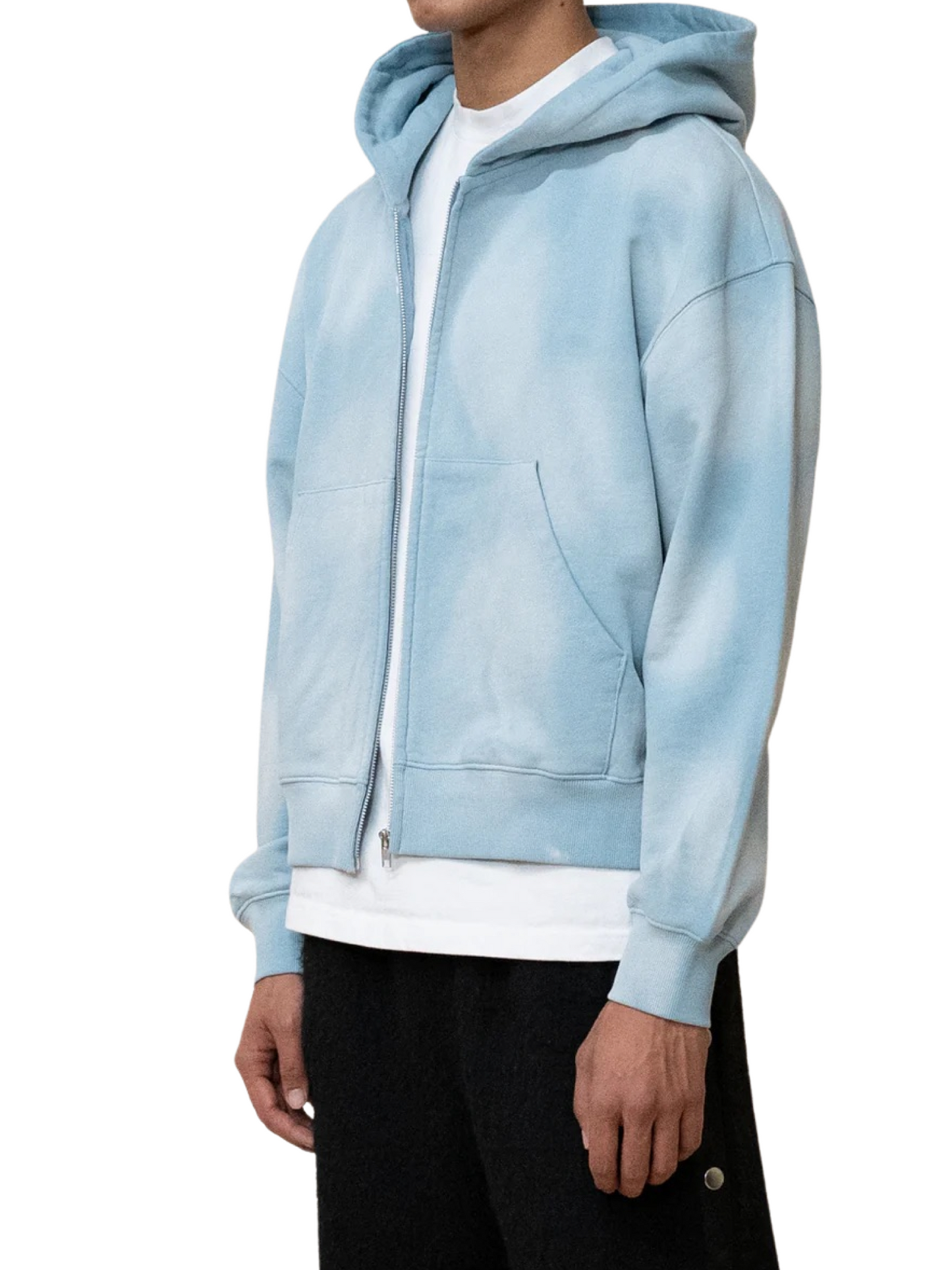 SUN FADED CROPPED ZIP UP HOODIE